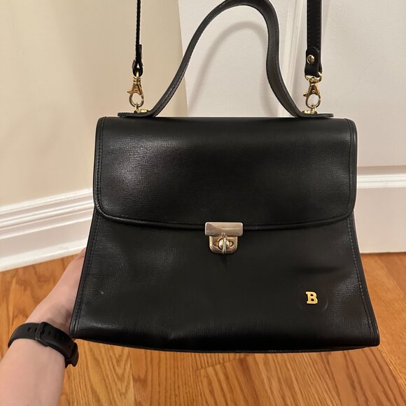 Vintage Bally Black Leather Ladylike Handbag - Picture 5 of 8